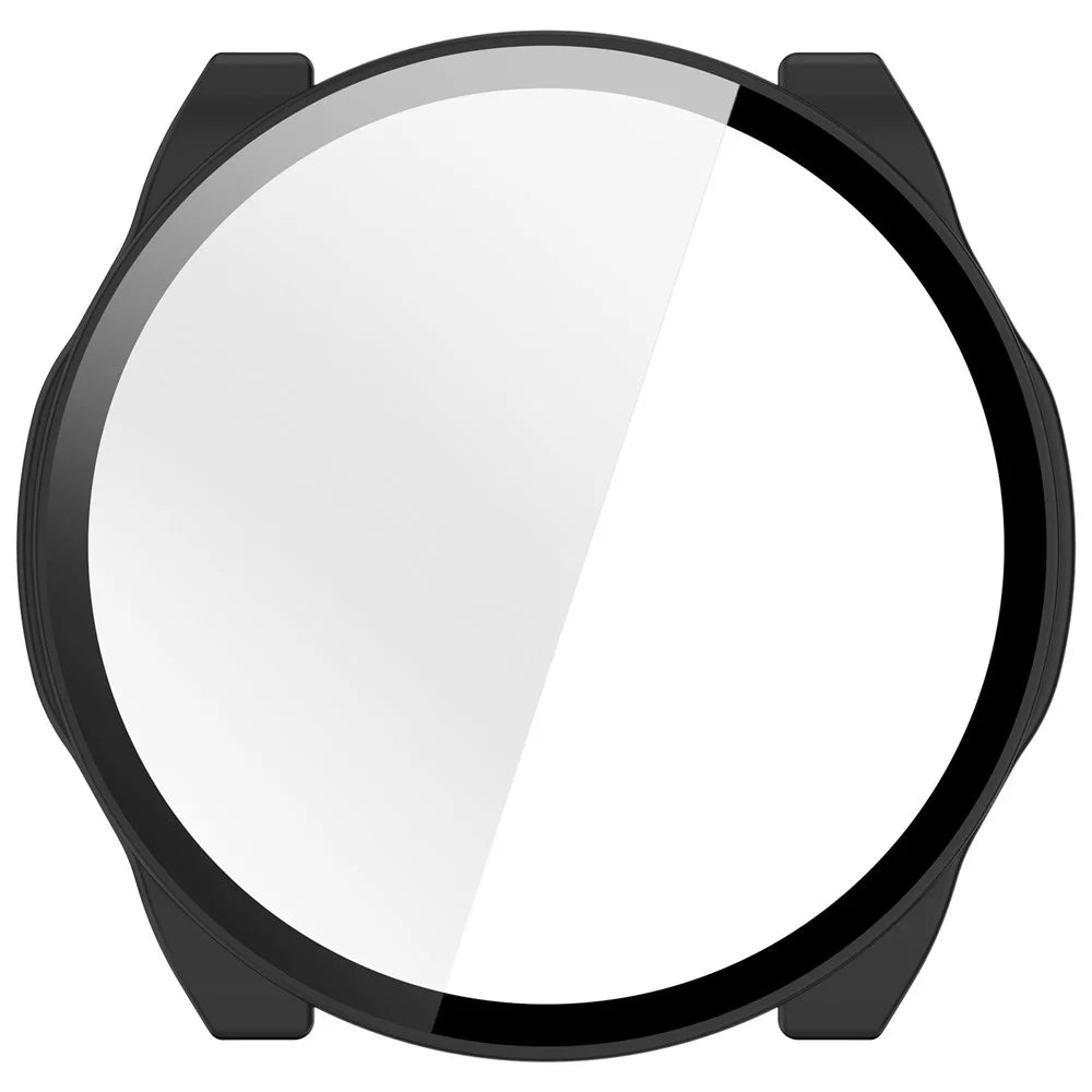For Huami Amazfit Cheetah 2 Ultra Case Hard PC Watch Cover with Tempered Glass Screen Film - Matte Black - 4