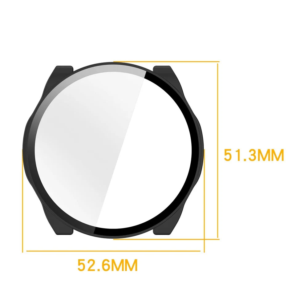 For Huami Amazfit Cheetah 2 Ultra Case Hard PC Watch Cover with Tempered Glass Screen Film - Matte Black - 7