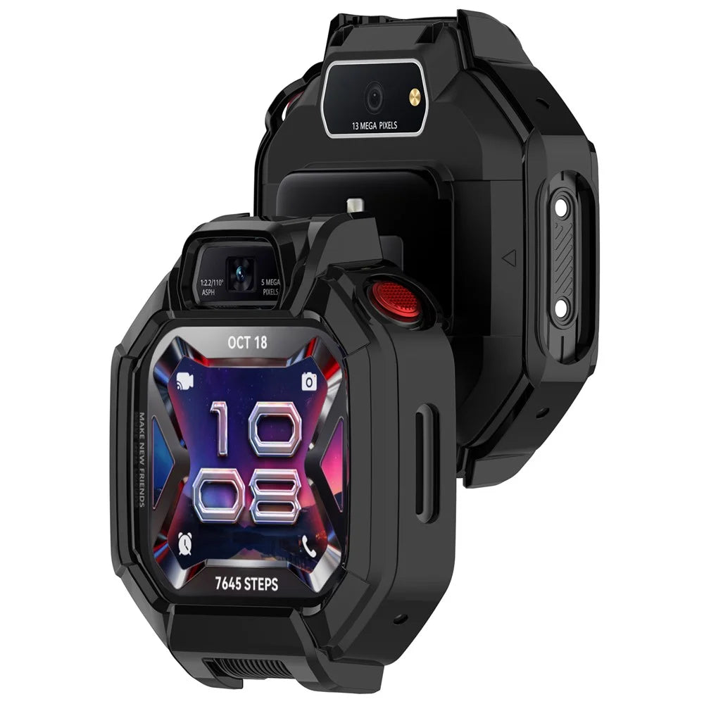 For Huawei Watch Kids X1 / X1 Pro Case Hollow Hard PC Watch Protective Cover with Tempered Glass Screen Protector - Black - 4
