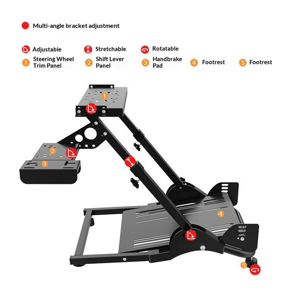PXN A10 Folding Racing Wheel Stand Multi-Angle Adjustable Non-slip Gaming Cockpit for Home Simulator - Black - 7