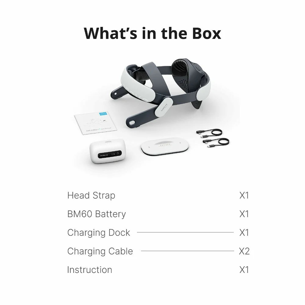 BOBOVR M3 Pro+ Rechargeable Head Strap with 6500mAh Battery and Charging Dock for Meta Quest 3 / 3S - White - 7