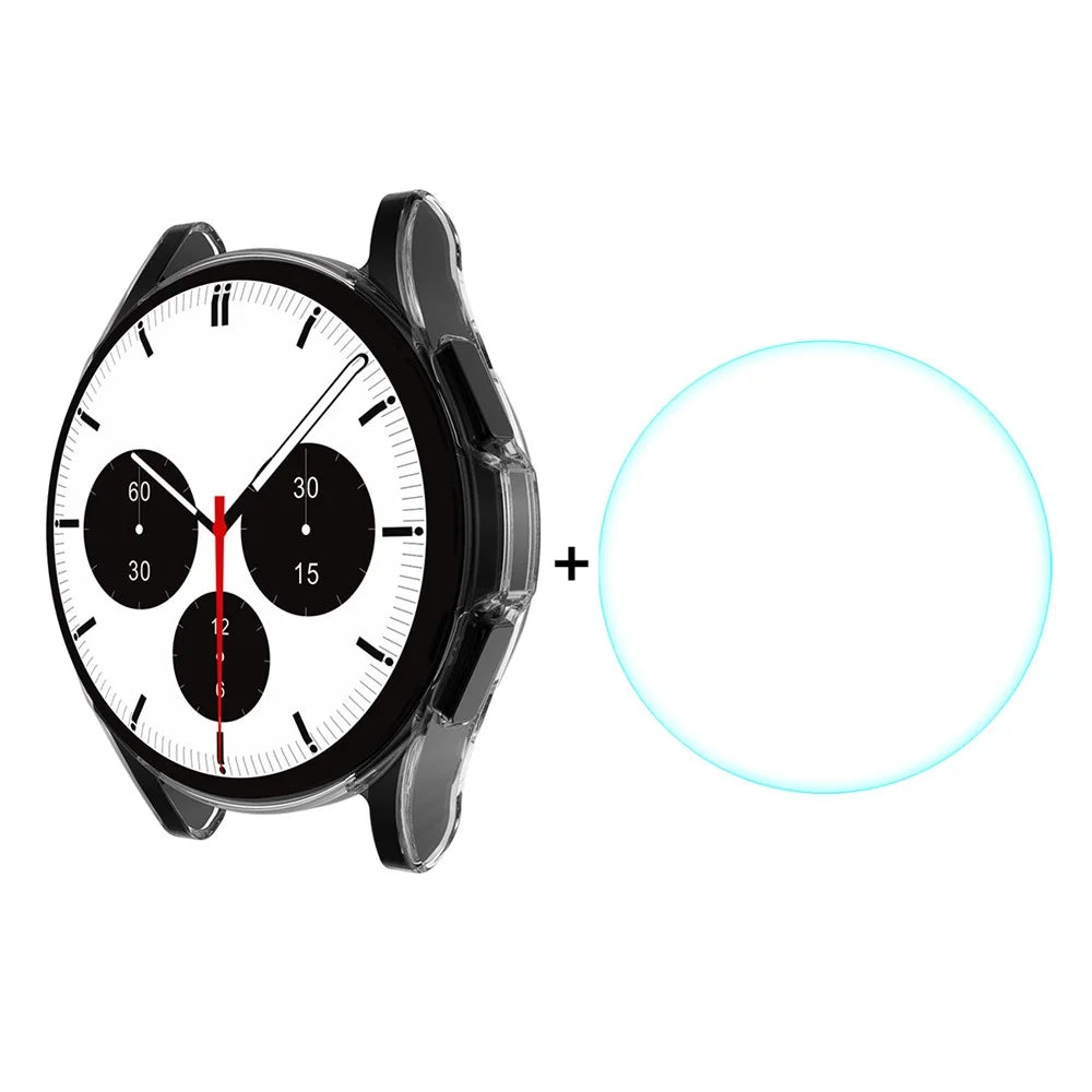 ENKAY HAT PRINCE Clear TPU Watch Case with 0.2mm 2.15D 9H Tempered Glass Screen Protector Film for Samsung Galaxy Watch4 Classic 42mm - 1