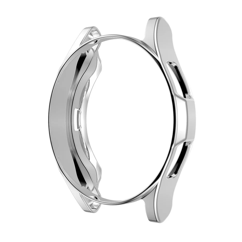 ENKAY HAT PRINCE 2-in-1 0.2mm 2.15D 9H Tempered Glass Screen Film with Electroplating TPU Smart Watch Case for Samsung Galaxy Watch4 Classic 46mm - Silver - 2
