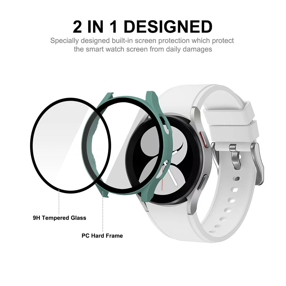 ENKAY HAT PRINCE for Samsung Galaxy Watch4 40mm Rubberized Hard PC Cover with Tempered Glass - Green - 2
