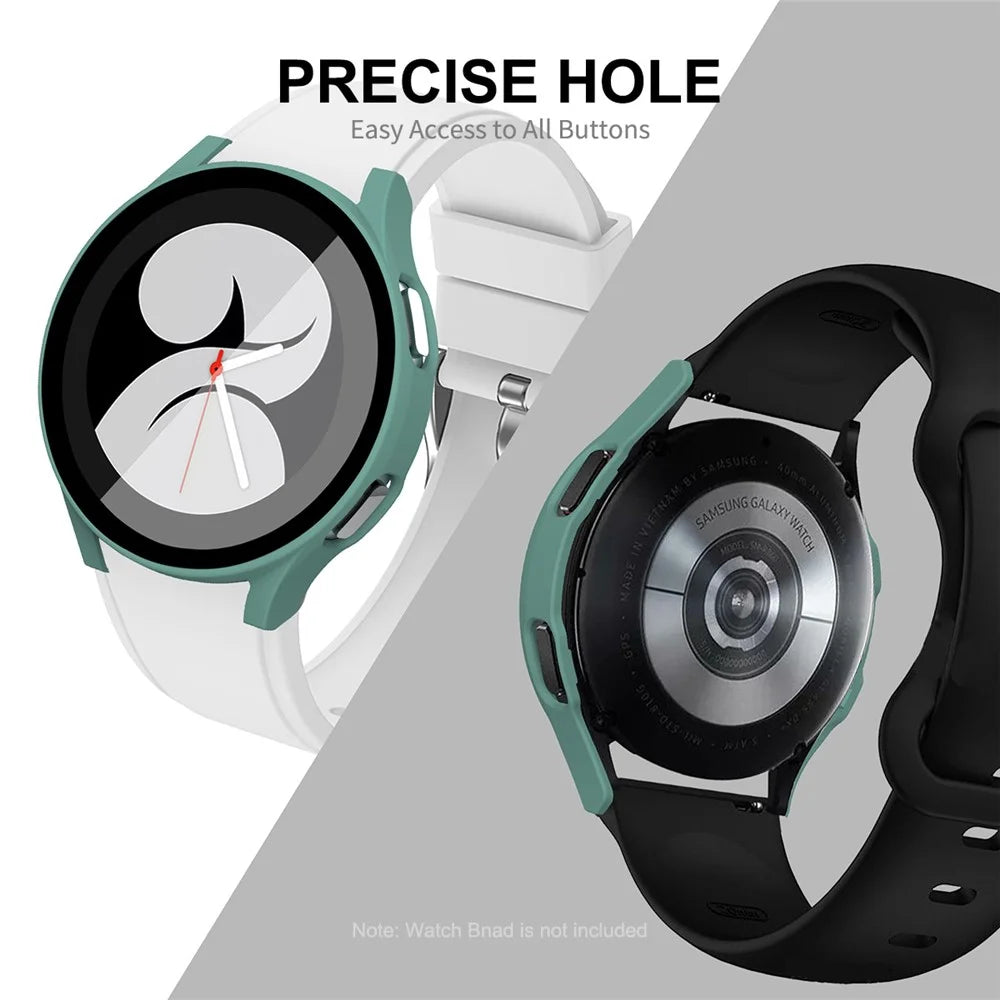 ENKAY HAT PRINCE for Samsung Galaxy Watch4 40mm Rubberized Hard PC Cover with Tempered Glass - Green - 4