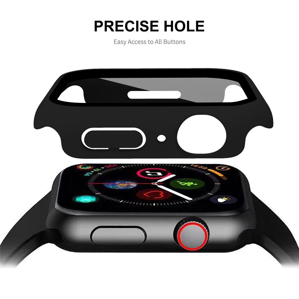 ENKAY HAT PRINCE Rubberized Hard PC Case with Tempered Glass Screen Protector for Apple Watch Series 9 / 8 / 7 45mm - Black - 4