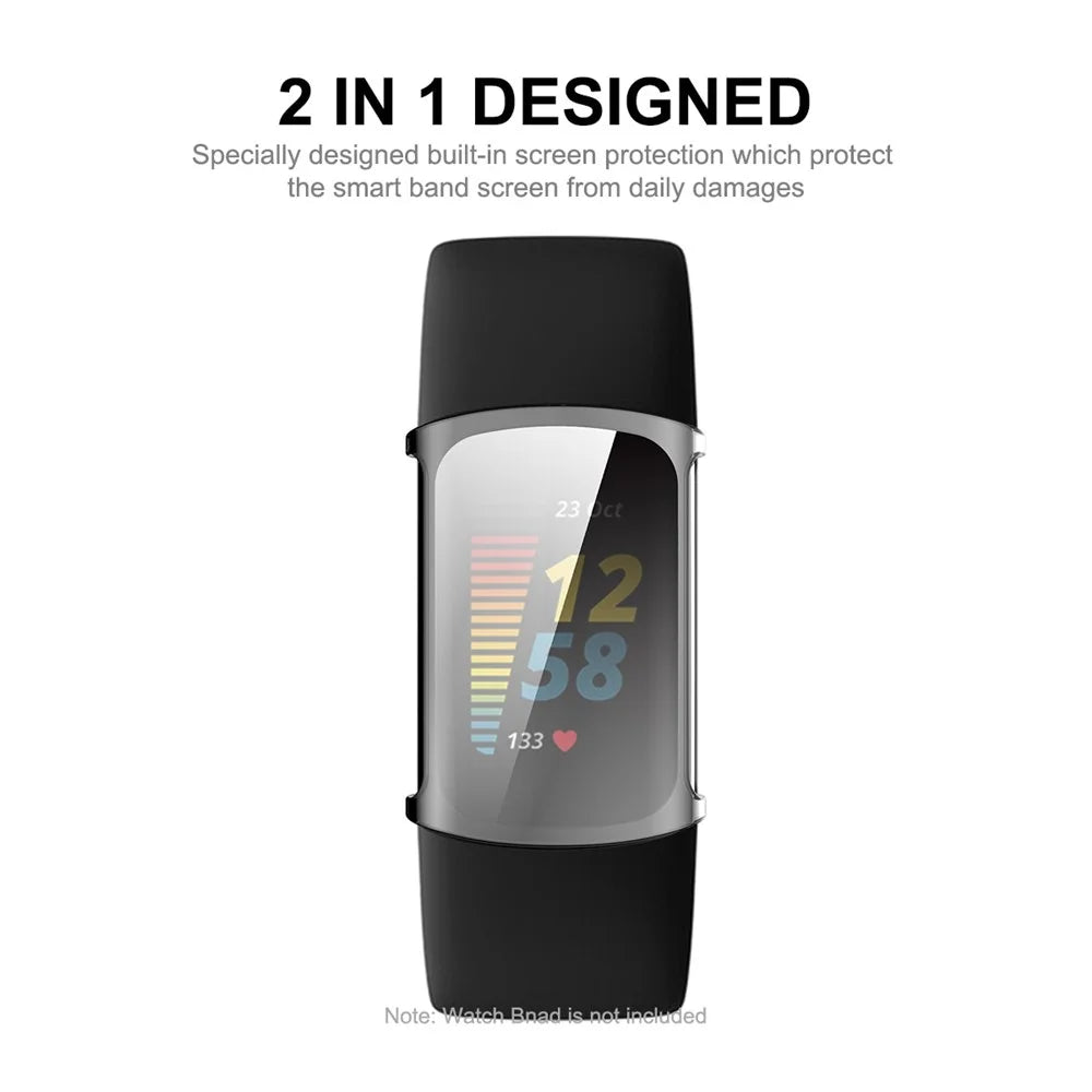 ENKAY HAT PRINCE Fall Protection TPU Smart Watch Case Cover Protector for Fitbit Charge 6 / 5 - Transparent - 2