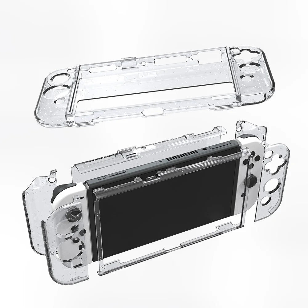 JYS JYS-NS221 Detachable Transparent Glitter PC Protective Case Drop-proof Cover for Nintendo Switch OLED - 1
