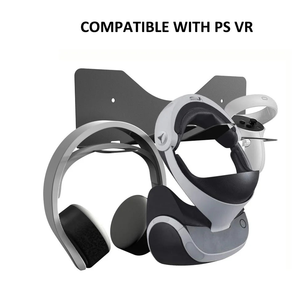 JYS JYS-MQ005 Wall Mounted Hook Stand VR Headset Controller Holder Storage Rack for Oculus Quest 2 / PS VR - Black - 4