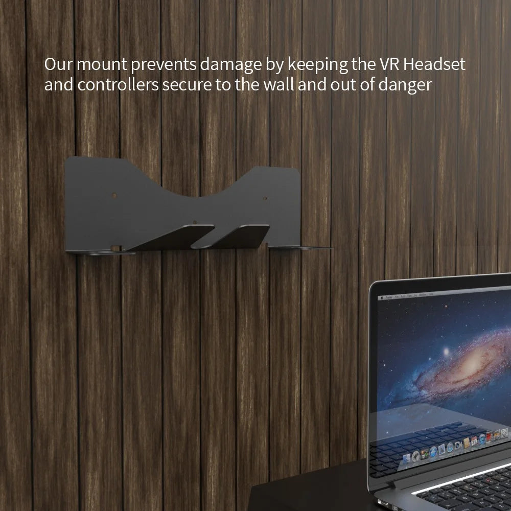 JYS JYS-MQ005 Wall Mounted Hook Stand VR Headset Controller Holder Storage Rack for Oculus Quest 2 / PS VR - Black - 6