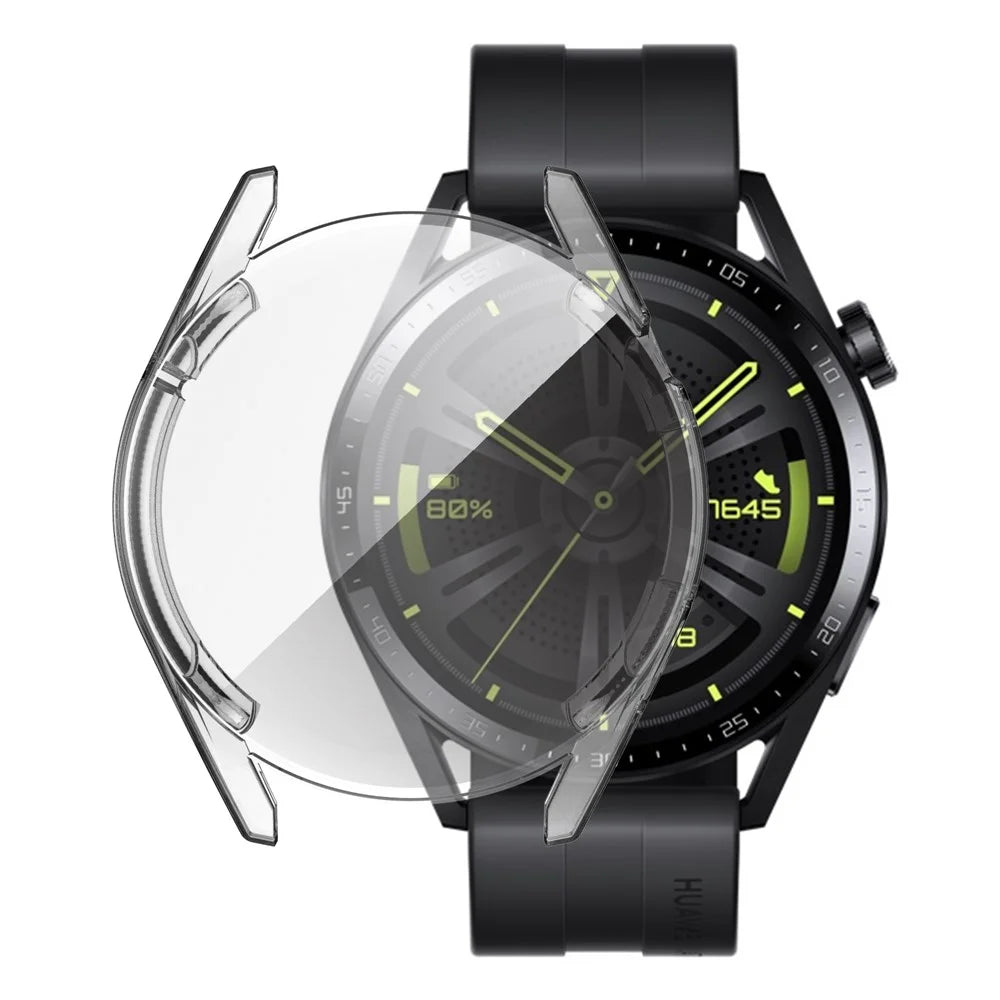 Clear Full Coverage Scratch-resistant TPU Watch Case Protective Cover for Huawei Watch GT 3 42mm - Transparent White - 1