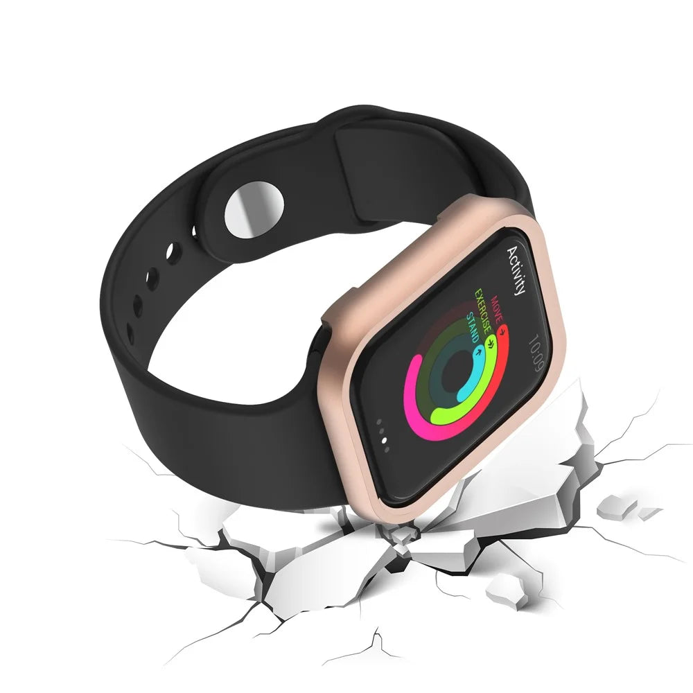 Aluminium Alloy Smart Watch Protective Case Cover for Apple Watch Series 9 / 8 / 7 45mm - Rose Gold - 4