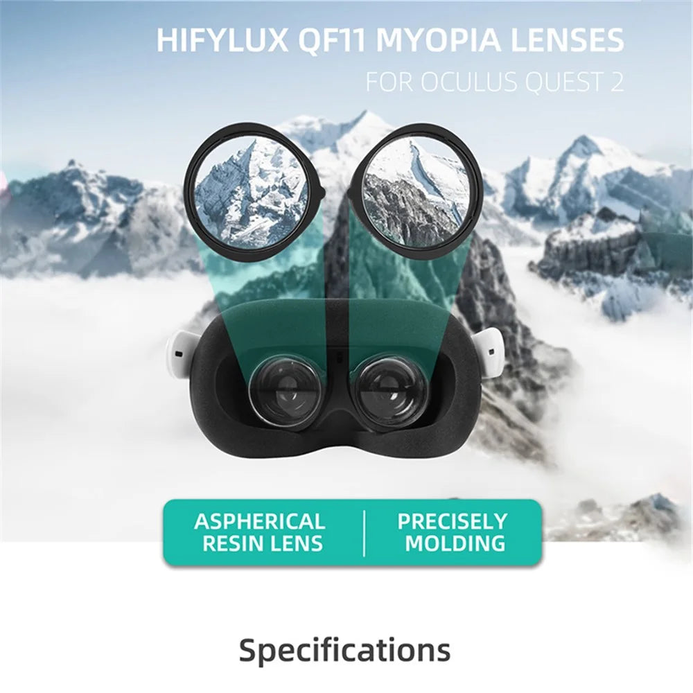 HIFYLUX QF11 1 Pair -4.0D Aspherical Resin Glasses Lenses Myopia Lenses VR Glasses Accessories for Oculus Quest 2 - 2