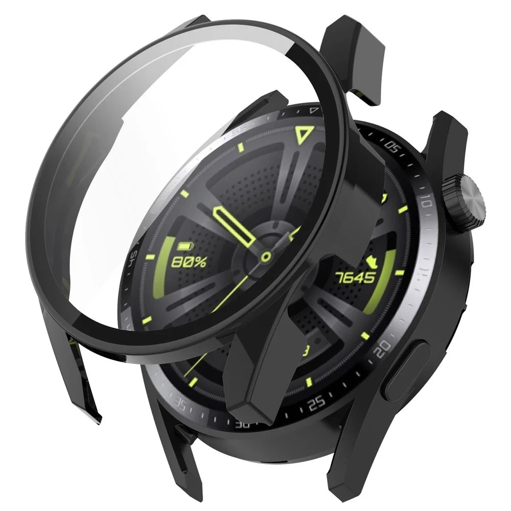 2-in-1 Watch Case Hard PC Frame + Tempered Glass Screen Protector for Huawei Watch GT 3 46mm - Black - 1