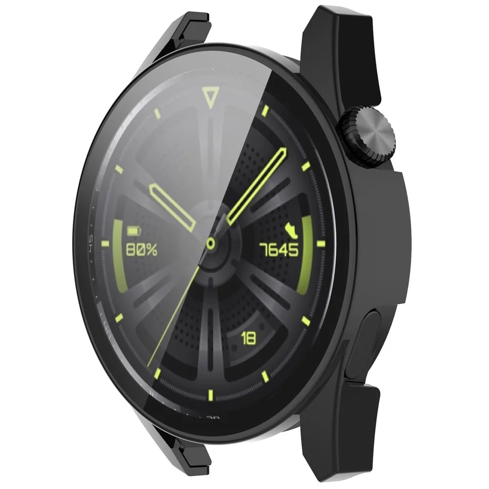 2-in-1 Watch Case Hard PC Frame + Tempered Glass Screen Protector for Huawei Watch GT 3 46mm - Black - 2