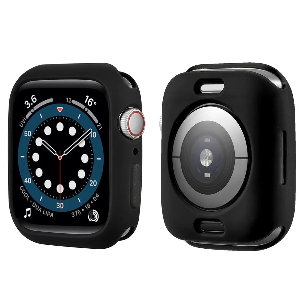 Candy Color Button Covered Soft TPU Protective Watch Case for Apple Watch Series 9 / 8 / 7 41mm - Black / Black - 1