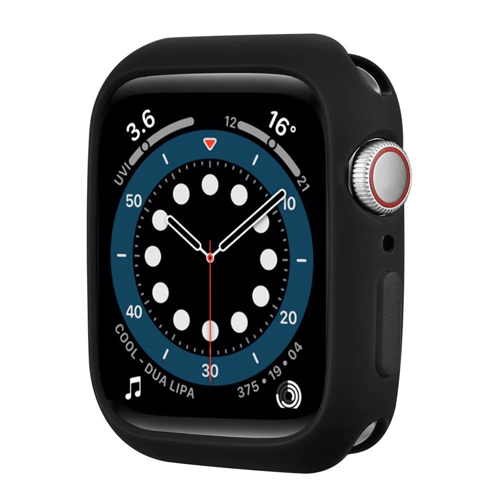 Candy Color Button Covered Soft TPU Protective Watch Case for Apple Watch Series 9 / 8 / 7 41mm - Black / Black - 2