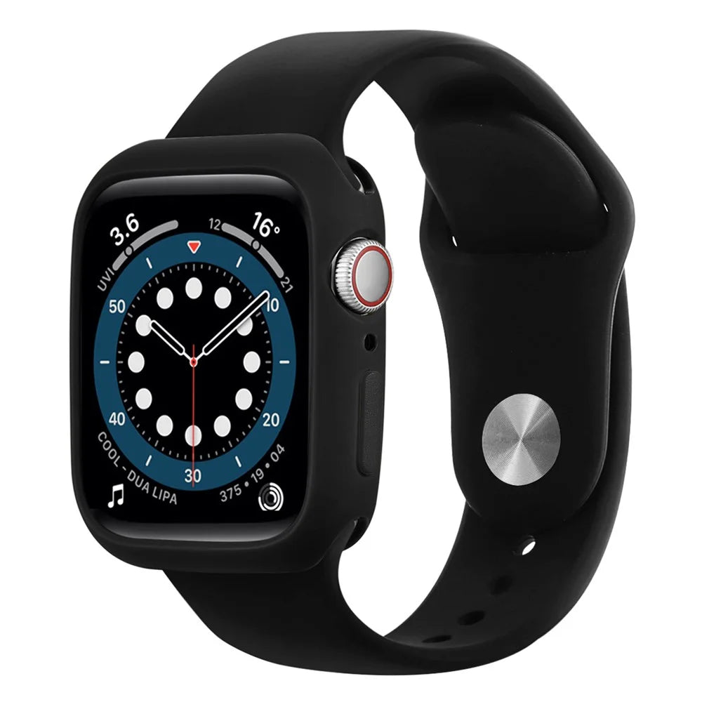 Candy Color Button Covered Soft TPU Protective Watch Case for Apple Watch Series 9 / 8 / 7 41mm - Black / Black - 4