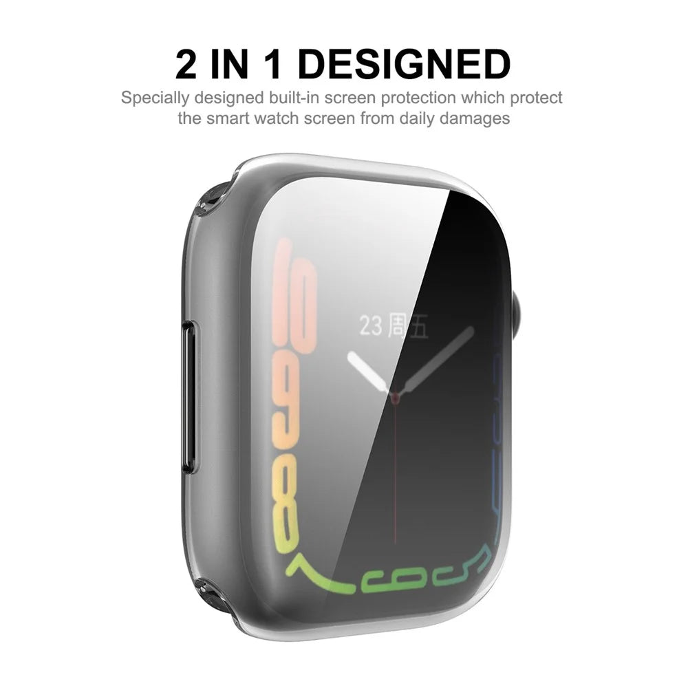 ENKAY HAT PRINCE TPU Protective Watch Case Cover with 9H Tempered Glass Screen Protector for Apple Watch Series 9 / 8 / 7 45mm - Transparent - 2