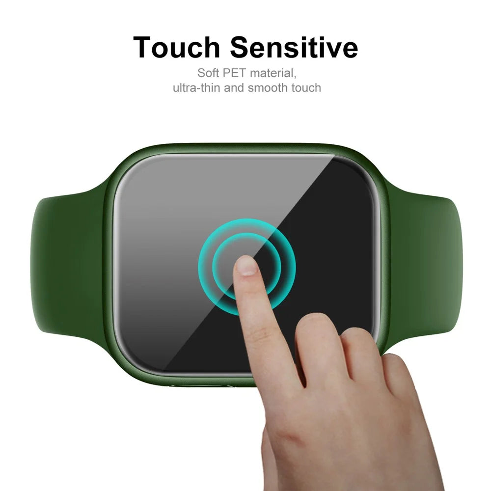 ENKAY HAT PRINCE Carbon Fiber Texture PC Watch Case with Hot Bending Curved PET Full Screen Protector for Apple Watch Series 9 / 8 / 7 41mm - 6