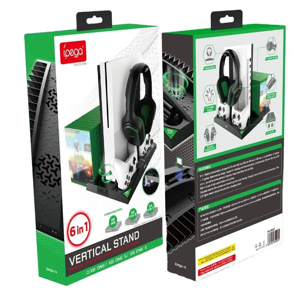 IPEGA PG-XB007 6 in 1 Multi-function Vertical Charging Dock for Xbox One Game Controller Charging Station with Headset Stand/Cooling Fan - 6