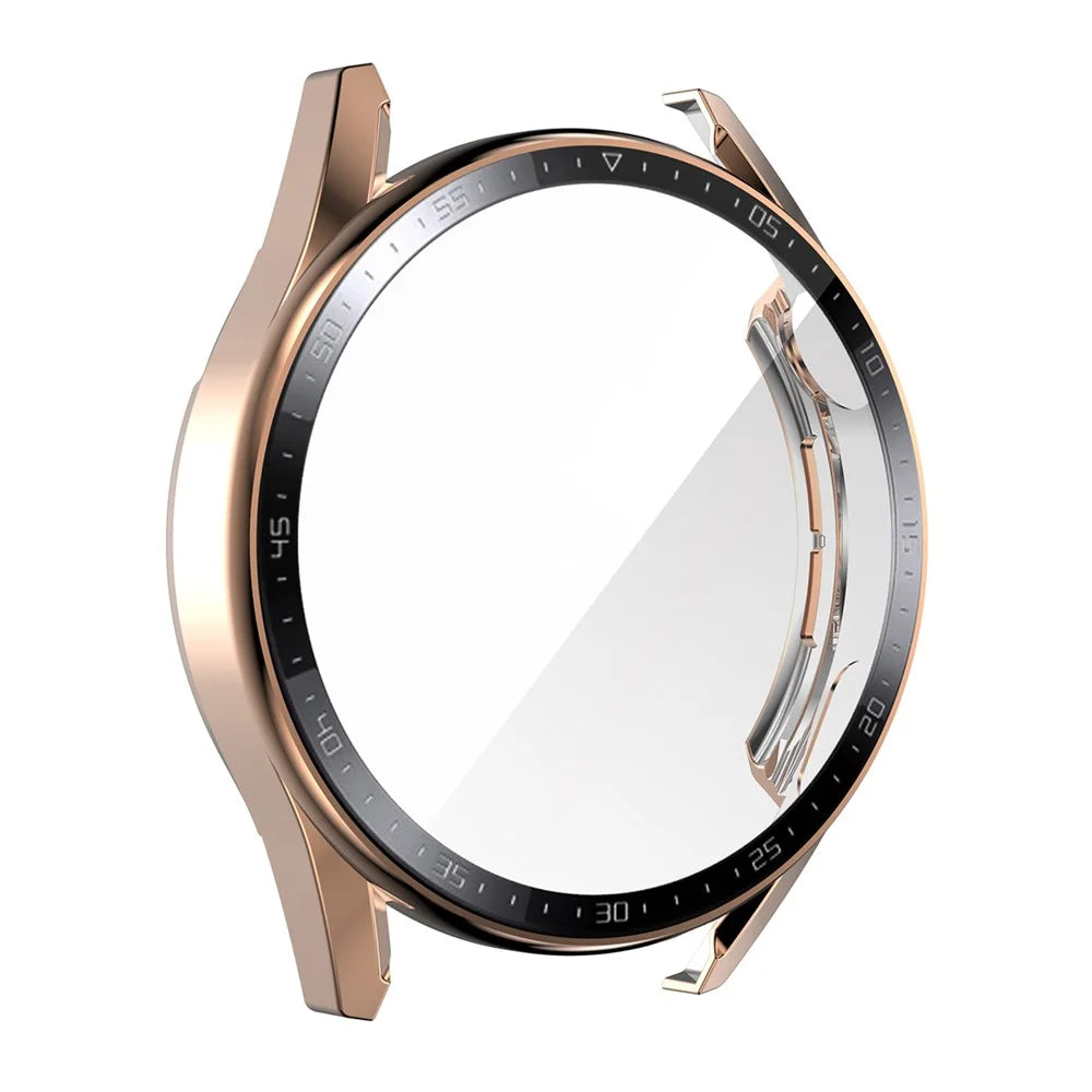 ENKAY HAT PRINCE for Huawei Watch GT 3 46mm 9H Tempered Glass Screen Protector Scale Design Electroplating Hard PC Watch Protective Case - Rose Gold - 2