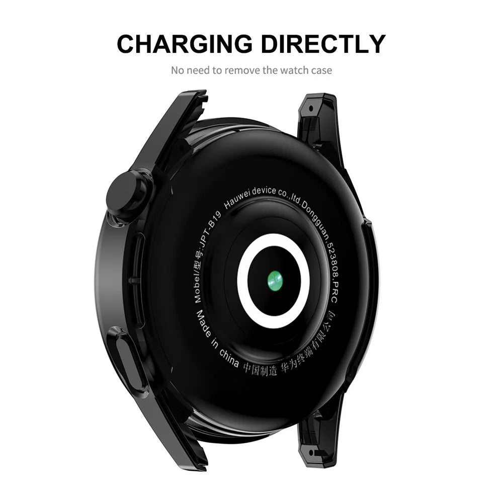 ENKAY HAT PRINCE for Huawei Watch GT 3 42mm Anti-fall Anti-scratch 9H Tempered Glass Screen Protector Matte Rubberized Hard PC Watch Cover Case - Black - 4