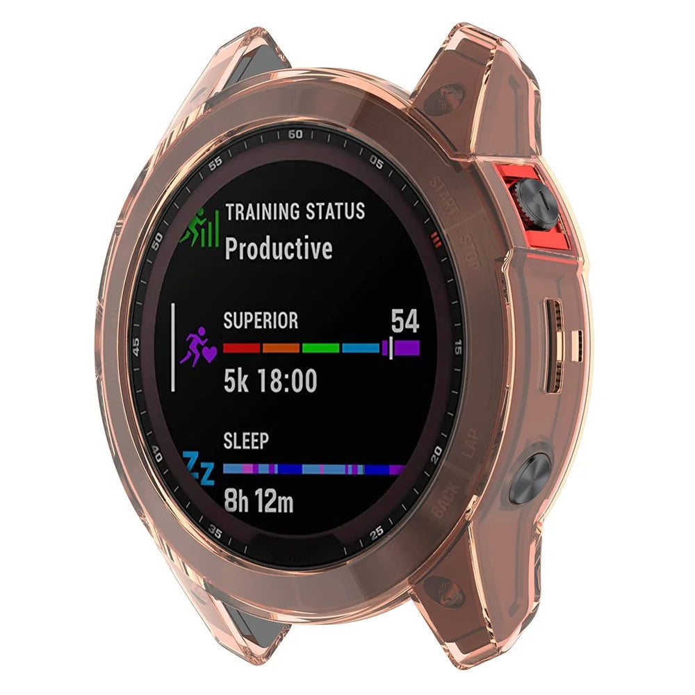 For Garmin Epix Gen2 Anti-fall Anti-scratch Transparent Watch Case Durable TPU Protective Cover - Transparent Pink - 2