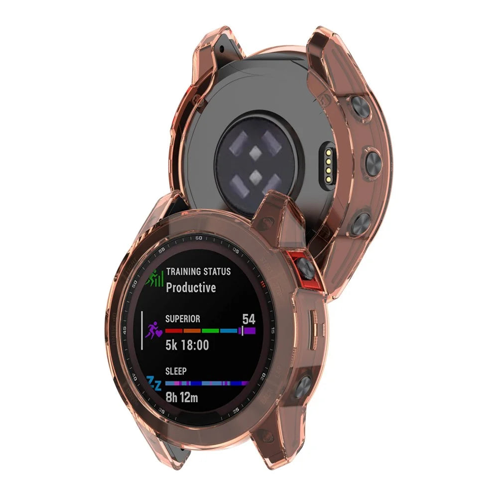 For Garmin Epix Gen2 Anti-fall Anti-scratch Transparent Watch Case Durable TPU Protective Cover - Transparent Pink - 7