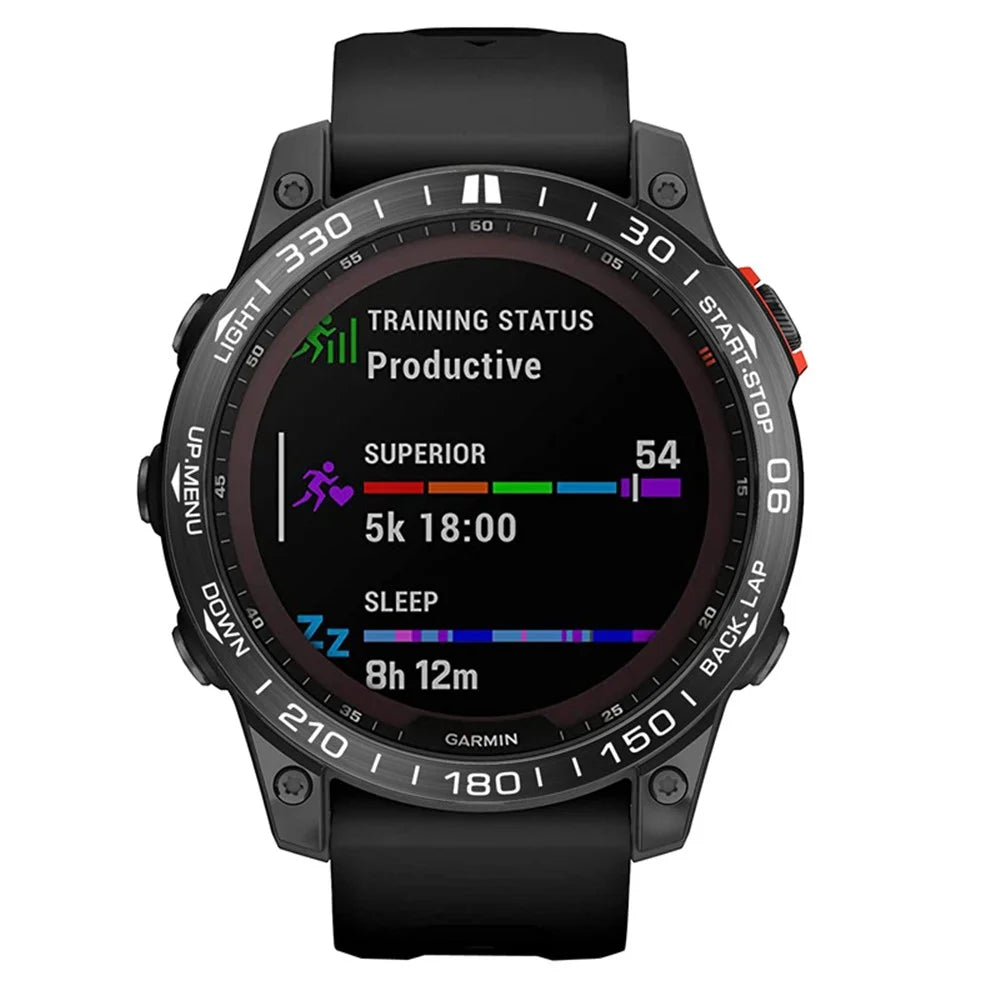 Stainless Steel Watch Bezel for Garmin Fenix 7X Ring Cover Protector Smart Watch Replacement Part (Type A) - Black Ring White Letters - 4