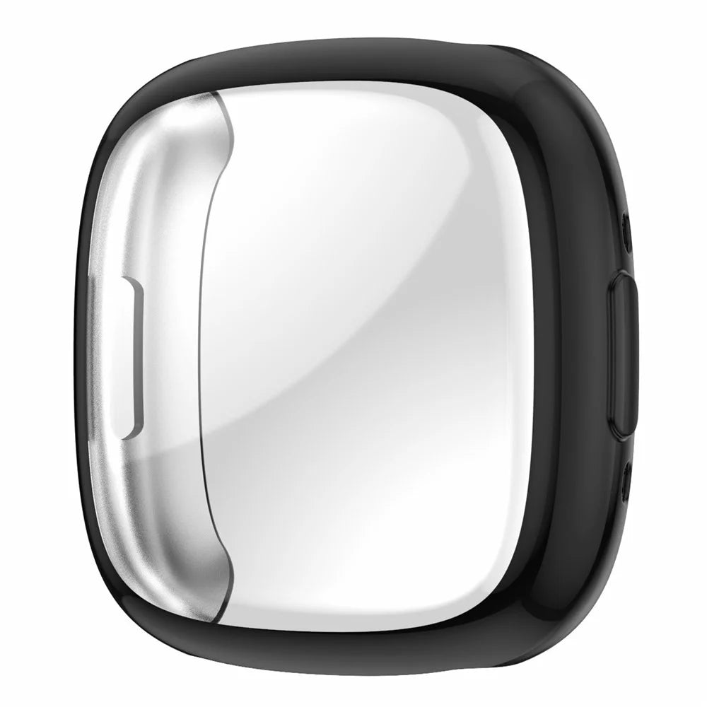 For Fitbit Versa 4 Soft TPU Watch Case Full Coverage Electroplating Protective Cover Frame - Black - 5