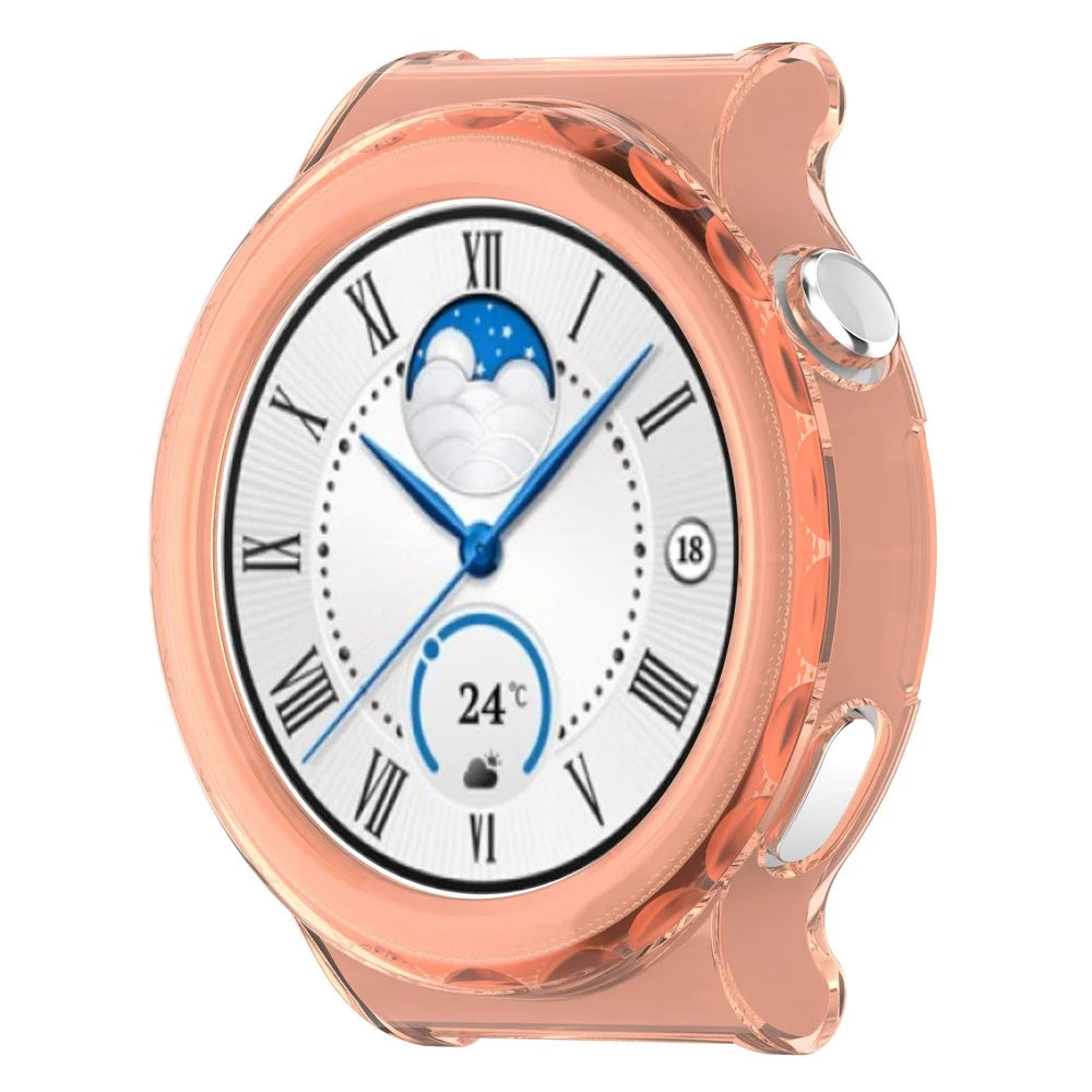 For Huawei Watch GT 3 Pro 43mm Hollow Out Soft TPU Case Smart Watch Protective Cover - Transparent Pink - 2