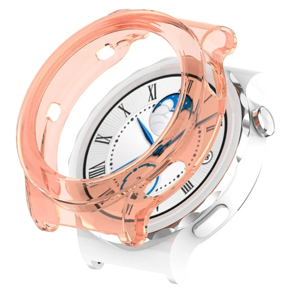 For Huawei Watch GT 3 Pro 46mm Hollow Out Smart Watch Case Half Coverage Watch Cover - Transparent Pink - 1