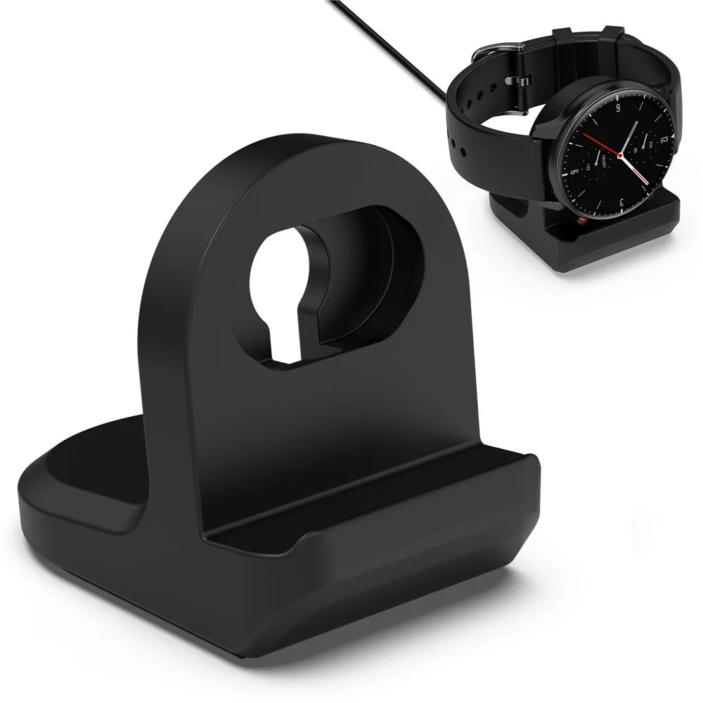 For Huami Amazfit T-Rex 2 / GTS3 / GTR2 / Bip U Smart Watch Charger Holder Silicone Charging Stand Base - Black - 1
