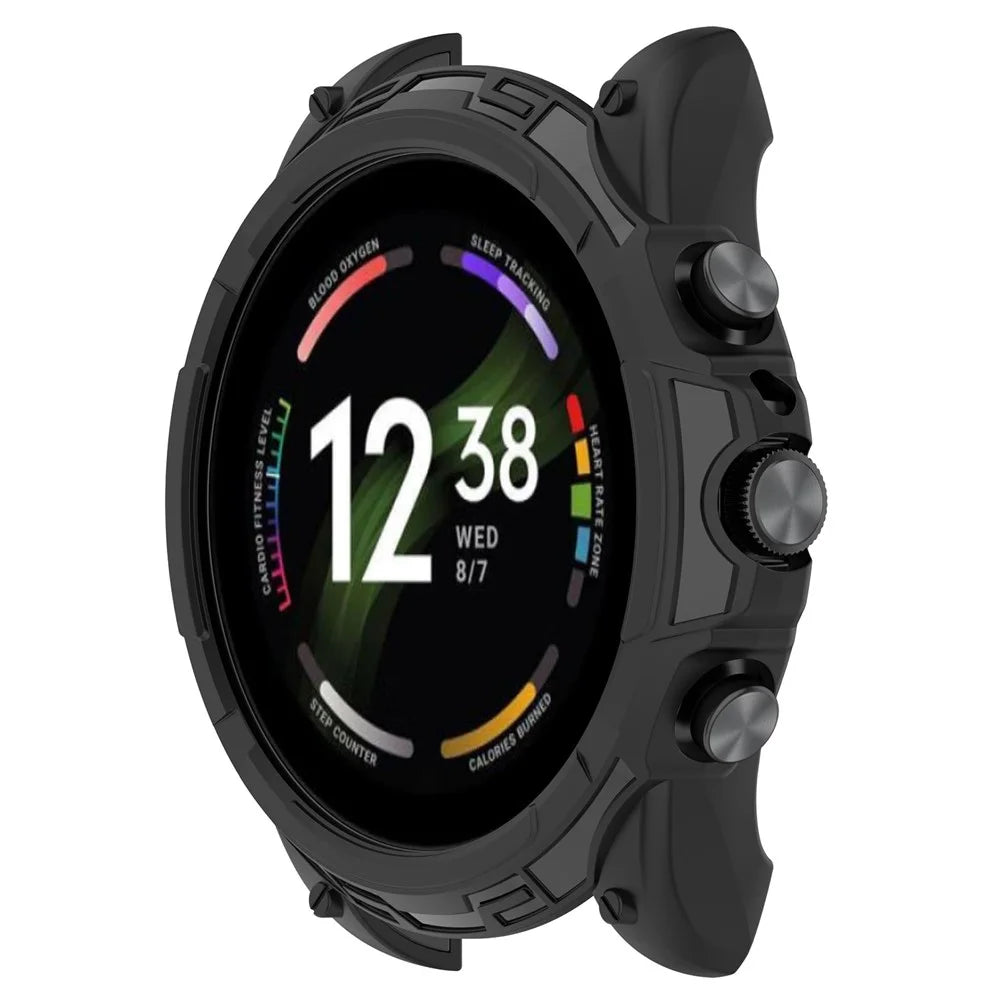 For Fossil Gen 6 Soft TPU Hollow-out Watch Case Protective Cover 42mm - Black - 2