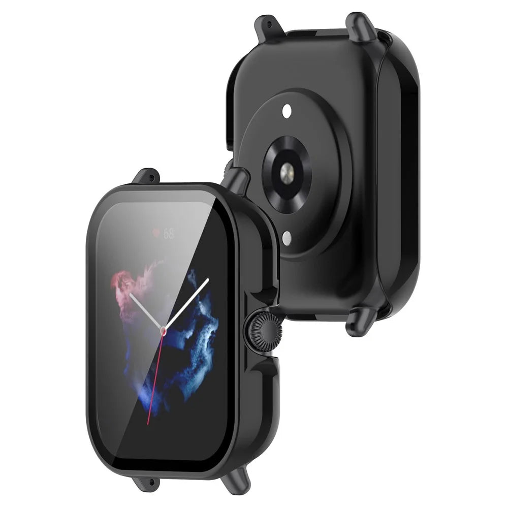 For Huami Amazfit GTS3 Drop-proof PC Watch Case Protective Cover with Tempered Glass Screen Protector - Black - 4