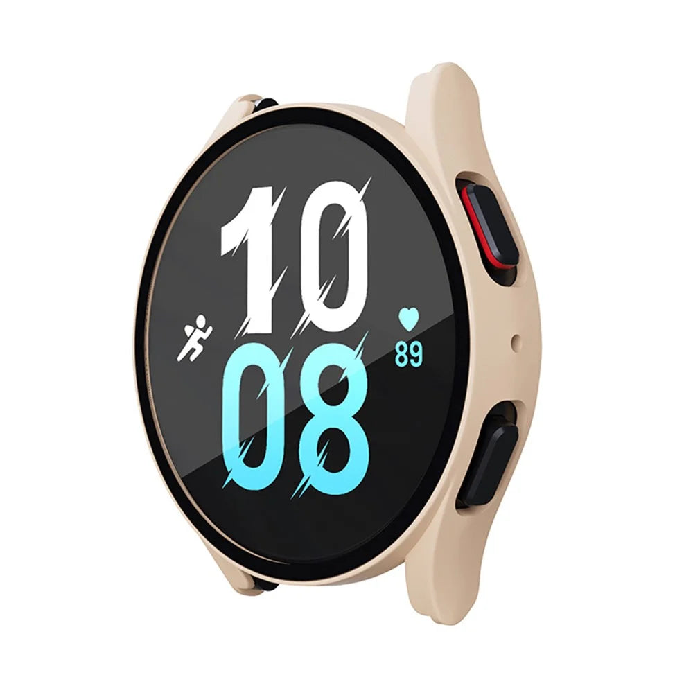 For Samsung Galaxy Watch FE / Watch6 / Watch5 / Watch4 40mm Hard PC Watch Cover with Tempered Glass Screen Protector - Pink - 1