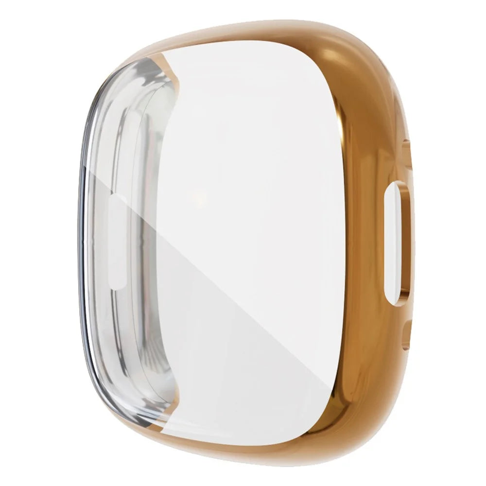 For Fitbit Sense 2 Flexible TPU Anti-Scratch Watch Case Electroplating Frame Overall Protective Cover - Rose Gold - 1