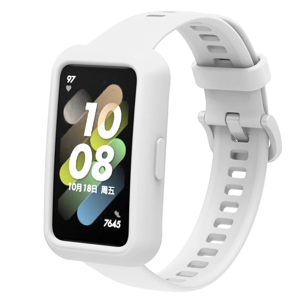 For Huawei Band 7 Silicone Watch Case Anti-scratch Watch Frame Protective Cover - White - 2