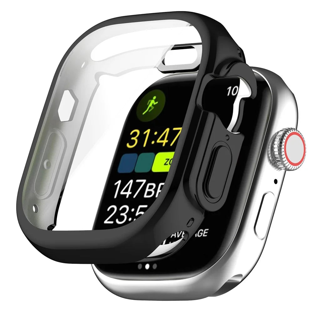 For Apple Watch Ultra 3 / Ultra 2 / Ultra 49mm Electroplating Soft TPU Cover All-inclusive Protective Watch Case  - Black - 1
