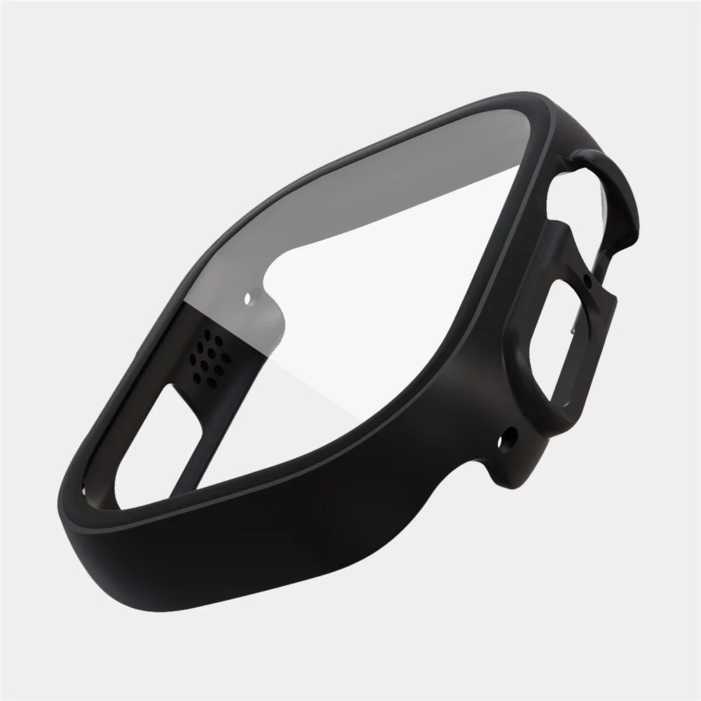 For Apple Watch Ultra 3 / Ultra 2 / Ultra 49mm Hard PC Case with Tempered Glass Screen Protector Overall Scratch-Proof Protective Cover - Black - 3
