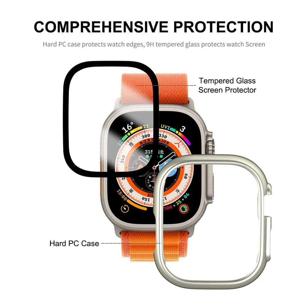 ENKAY HAT PRINCE For Apple Watch Ultra 3 / Ultra 2 / Ultra 49mm Rubberized PC Watch Case Shockproof Protective Cover + 9H Screen Protector - Silver - 3