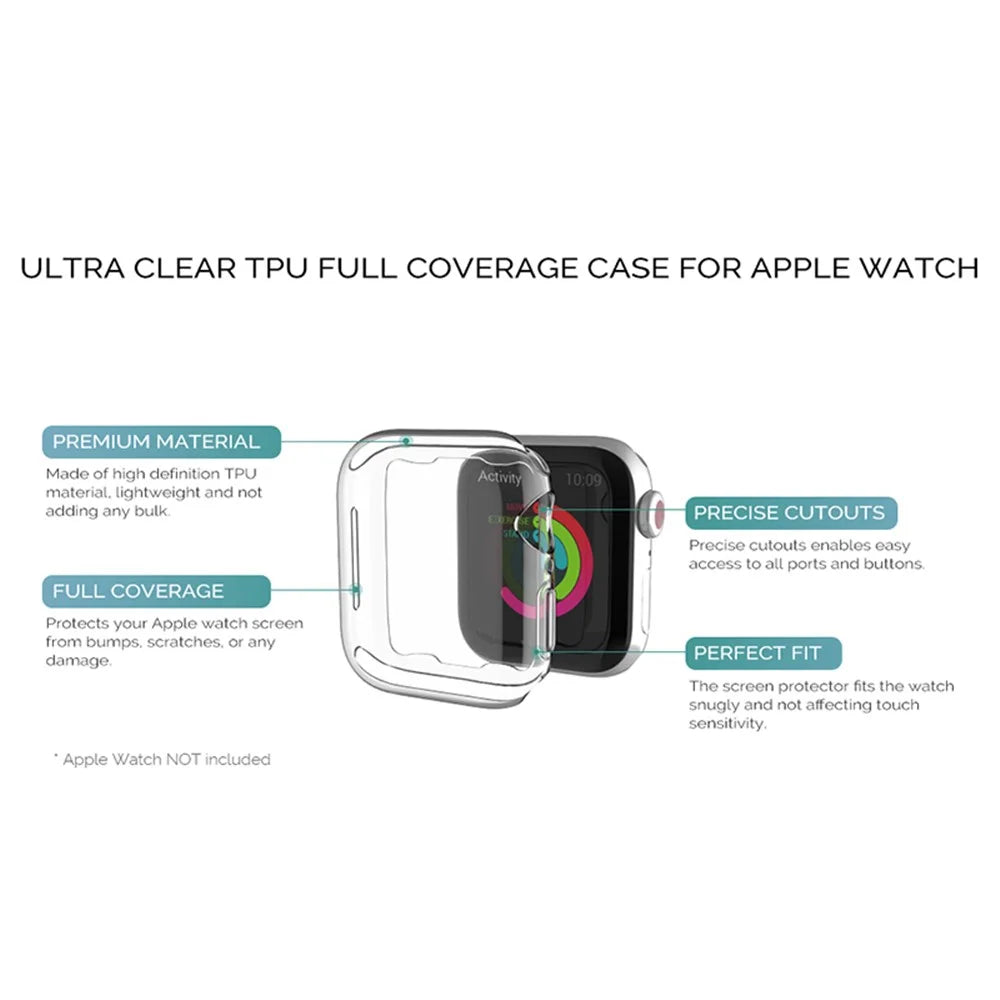 AHASTYLE WA05 2PCS For Apple Watch SE3 / SE2 / SE1 /  6 / 5 / 4 44mm HD Transparent TPU Smart Watch Frame Cover Protective Case - 5