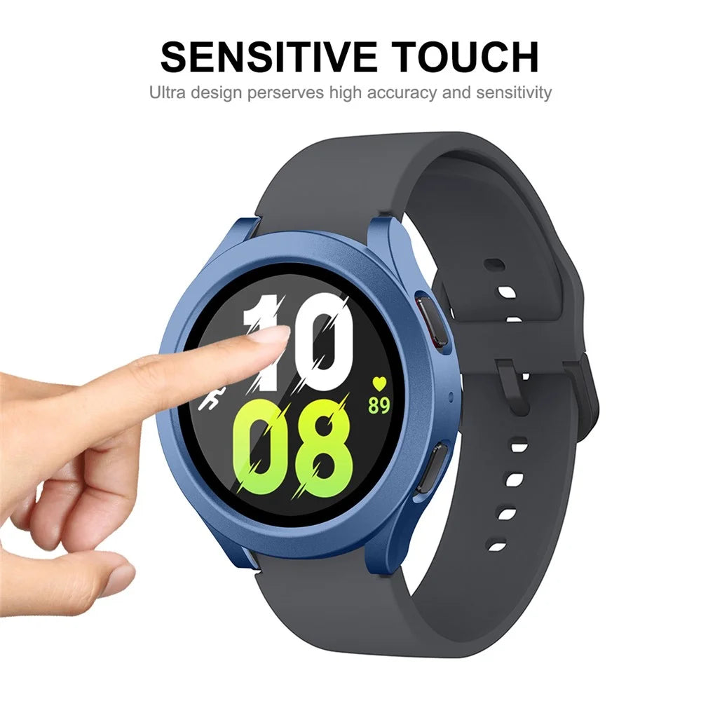 ENKAY HAT PRINCE For Samsung Galaxy Watch 4 / 5 44mm Anti-Moisture Waterproof Cover with Tempered Glass Screen Protector Hard PC All-Around Protective Case - Blue - 6