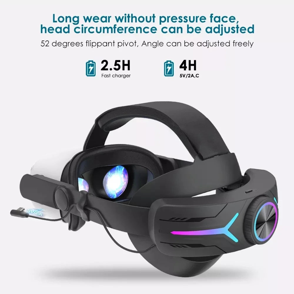 JY-HC2 For Oculus Quest 2 VR Glasses Headband Adjustable Head Strap with 8000mAh Battery - Black - 2