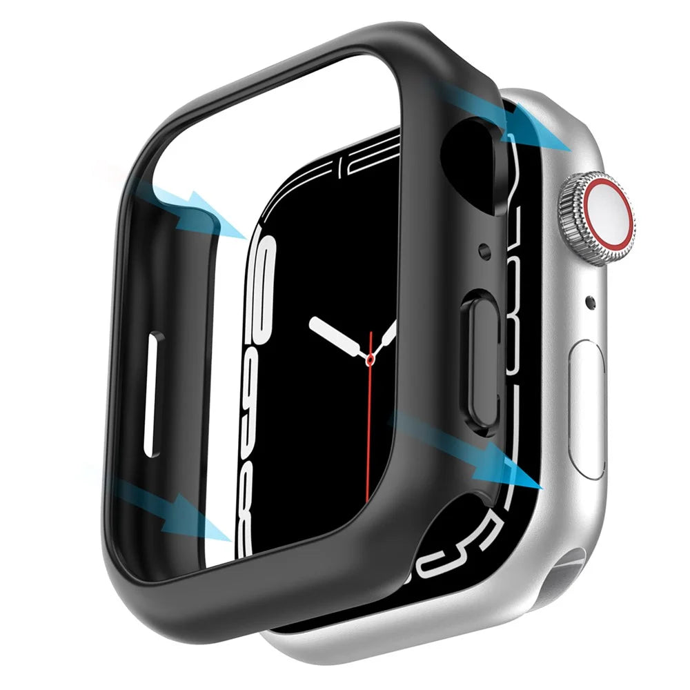 AHASTYLE WG59 2Pcs Hard PC Case for Apple Watch Series 8 / 7, Half Cover Rubberized Matte Cover Frame - For Apple Watch Series 8 / 7 41mm / Black - 1