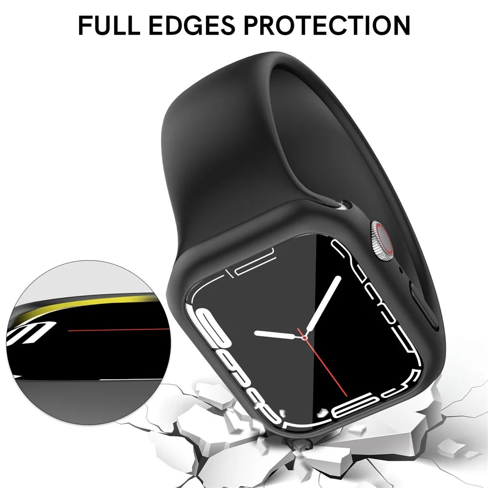 AHASTYLE WG59 2Pcs Hard PC Case for Apple Watch Series 8 / 7, Half Cover Rubberized Matte Cover Frame - For Apple Watch Series 8 / 7 41mm / Black - 5