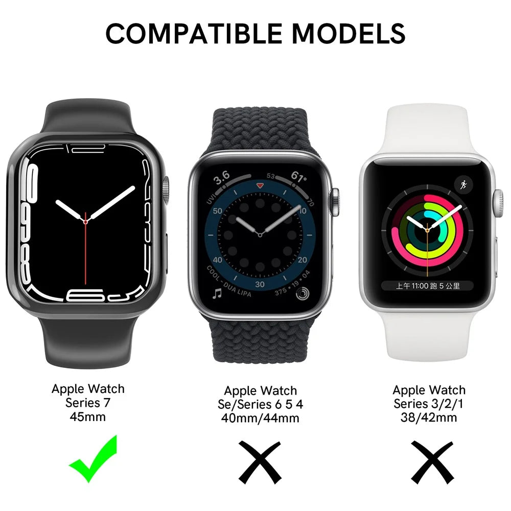 AHASTYLE WG59-D 2Pcs Watch Case for Apple Watch Series 8 / 7, Hard PC Electroplate Cover Frame - For Apple Watch Series 8 / 7 41mm / Black - 2