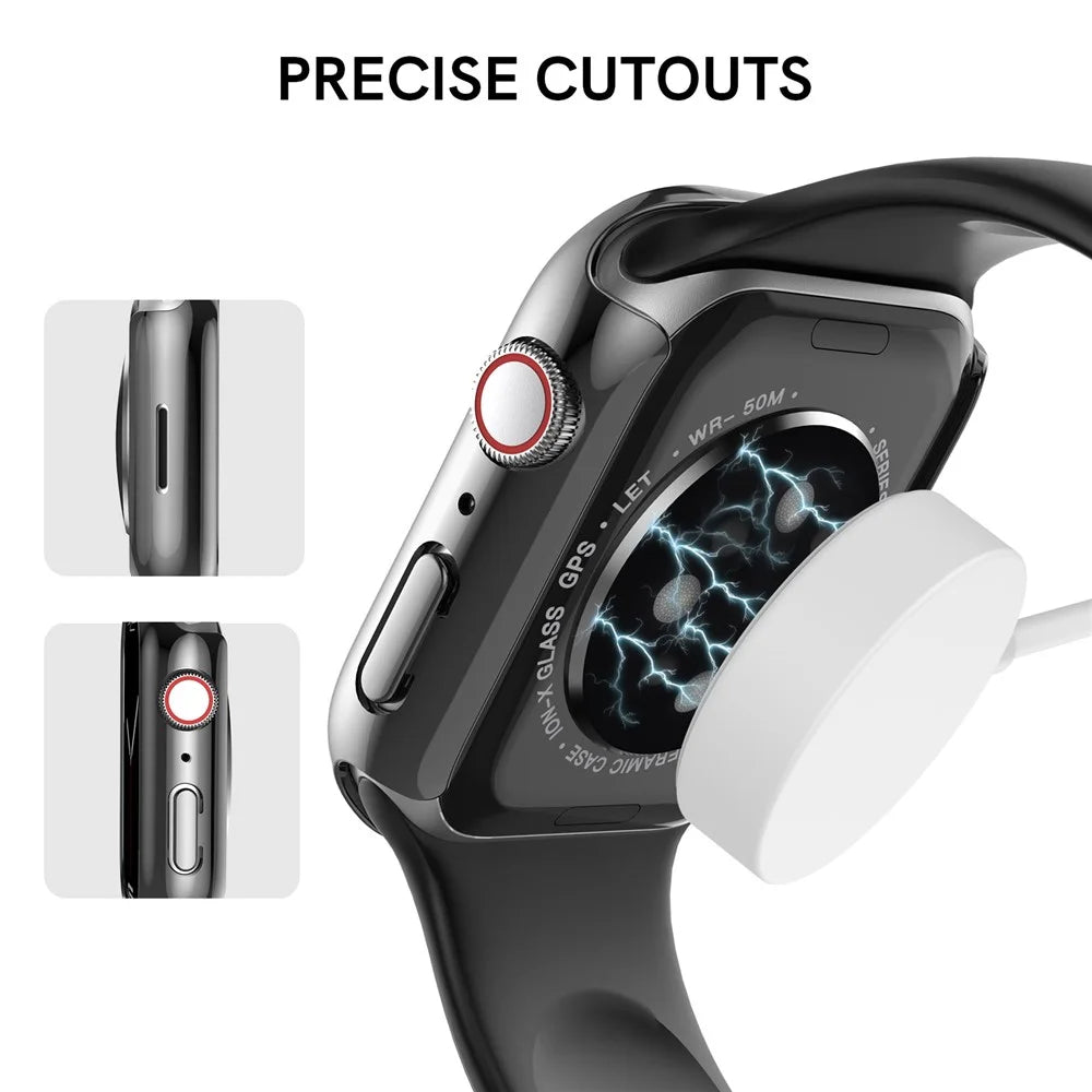 AHASTYLE WG59-D 2Pcs Watch Case for Apple Watch Series 8 / 7, Hard PC Electroplate Cover Frame - For Apple Watch Series 8 / 7 41mm / Black - 4