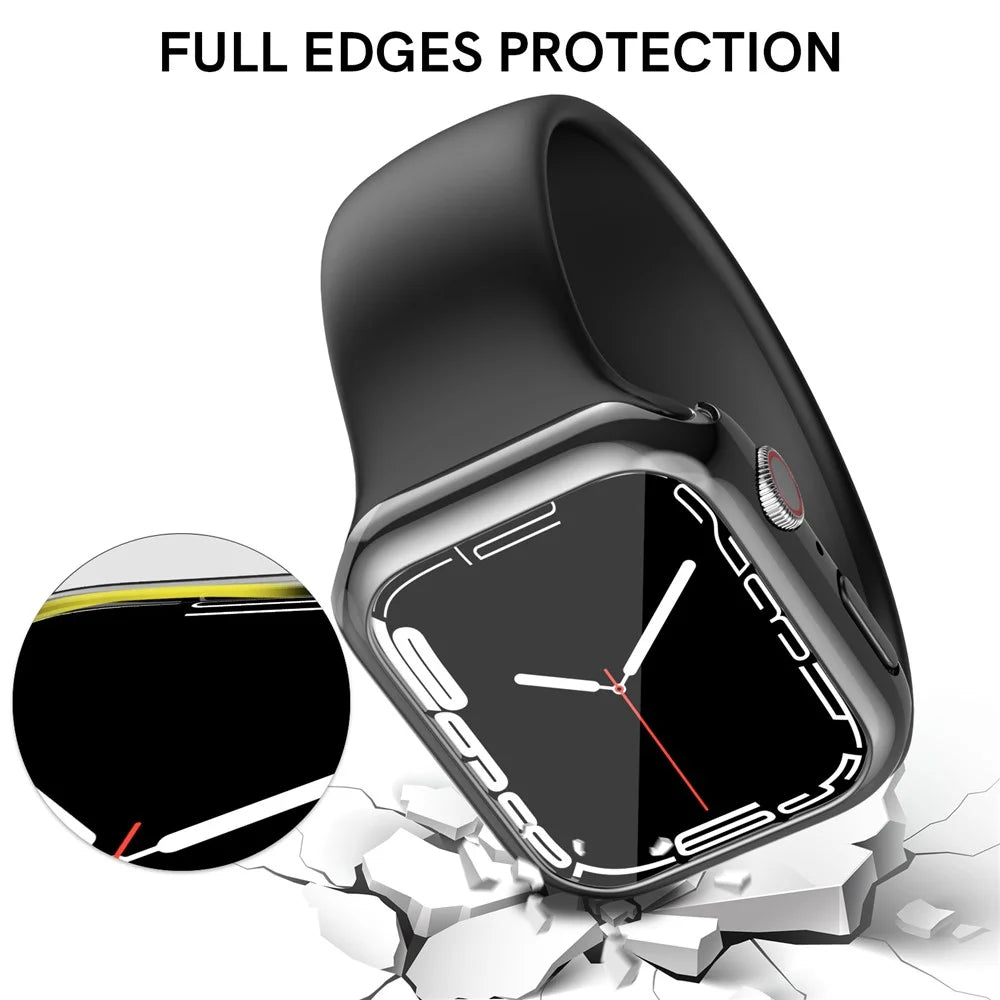 AHASTYLE WG59-D 2Pcs Watch Case for Apple Watch Series 8 / 7, Hard PC Electroplate Cover Frame - For Apple Watch Series 8 / 7 41mm / Black - 5